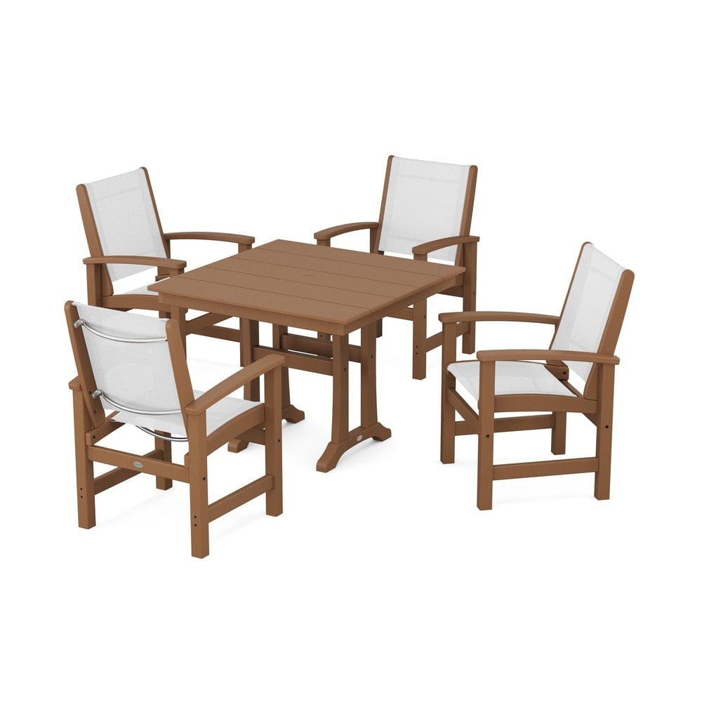 POLYWOOD® - Coastal 5-Piece Farmhouse Dining Set With Trestle Legs - PWS944
