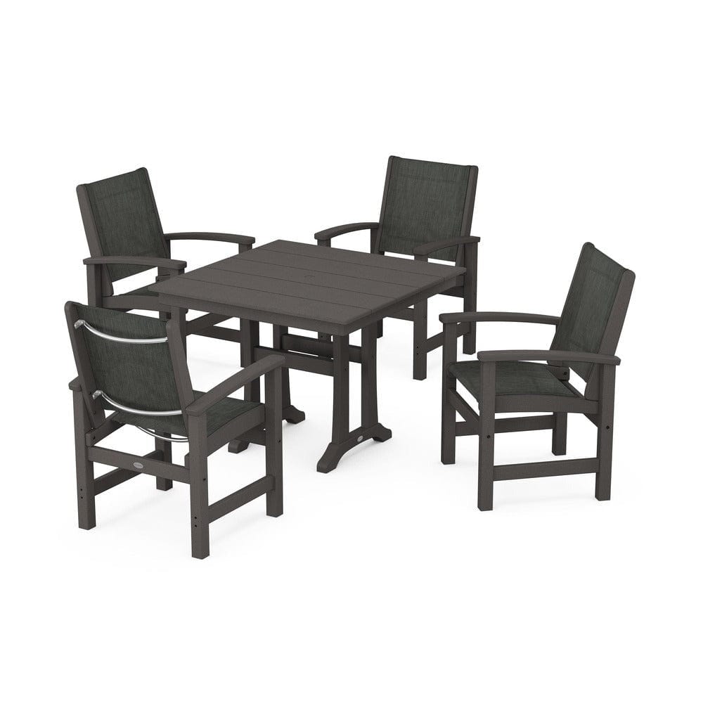 POLYWOOD® - Coastal 5-Piece Farmhouse Dining Set With Trestle Legs - PWS944 Outdoor Furniture POLYWOOD®