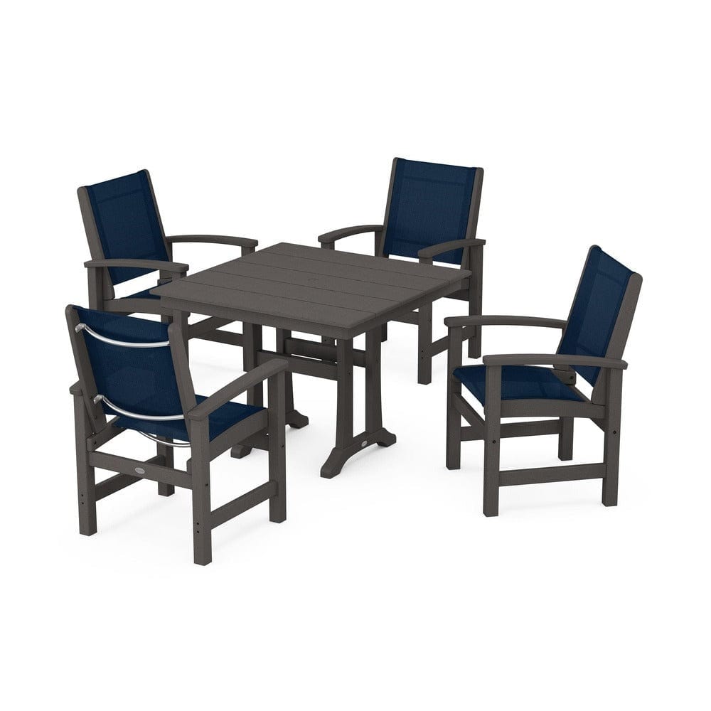POLYWOOD® - Coastal 5-Piece Farmhouse Dining Set With Trestle Legs - PWS944