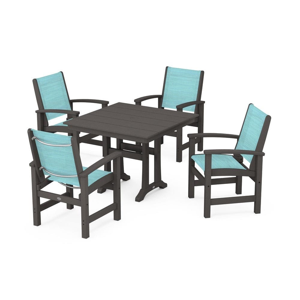 POLYWOOD® - Coastal 5-Piece Farmhouse Dining Set With Trestle Legs - PWS944