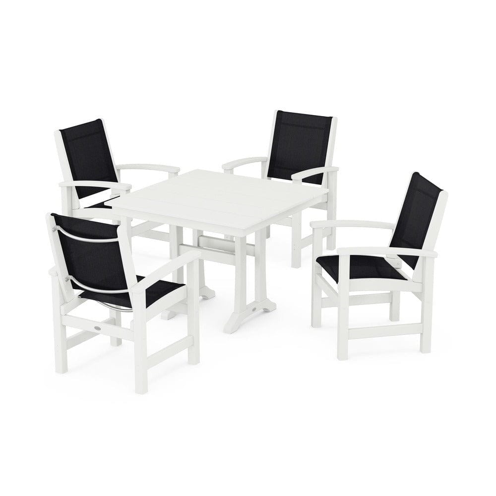 POLYWOOD® - Coastal 5-Piece Farmhouse Dining Set With Trestle Legs - PWS944