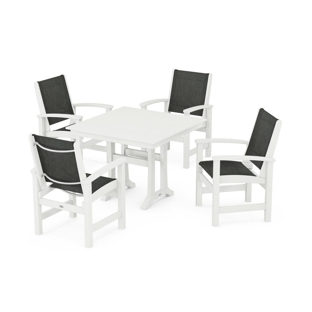 POLYWOOD® - Coastal 5-Piece Farmhouse Dining Set With Trestle Legs - PWS944 Outdoor Furniture POLYWOOD®