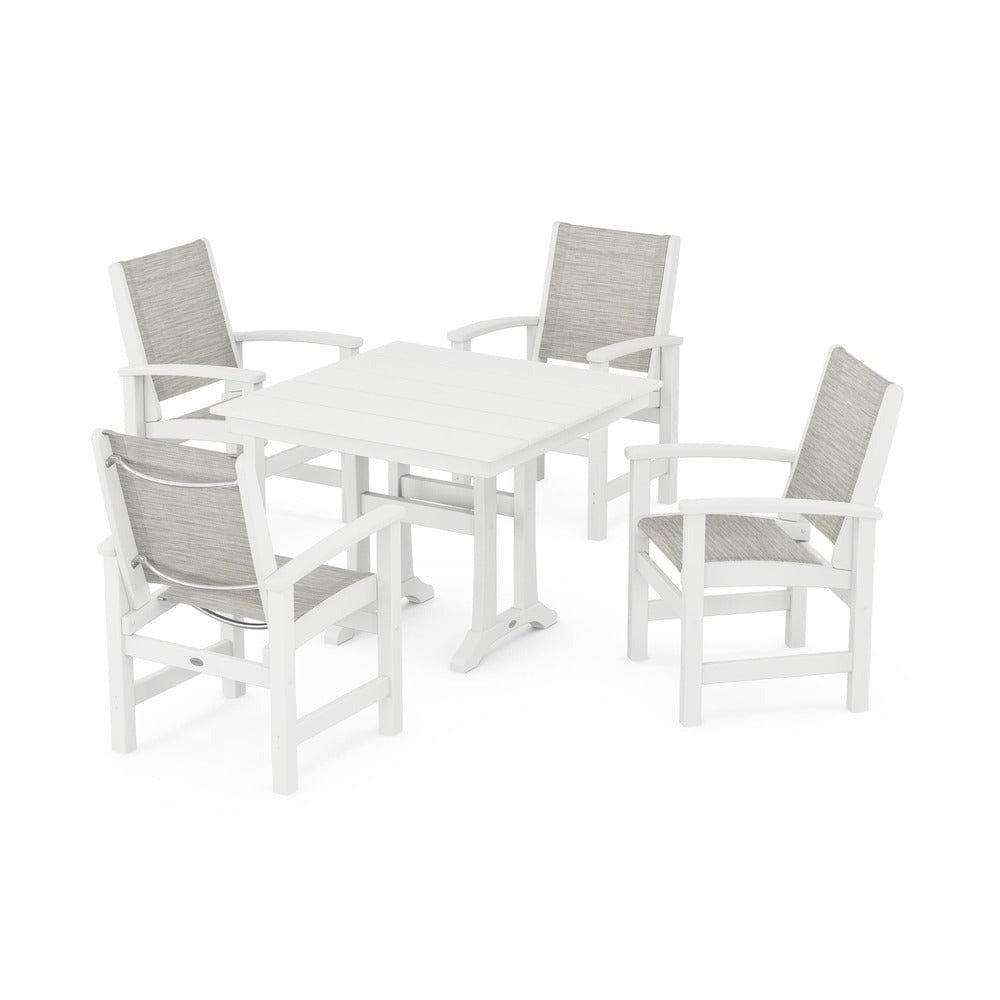 POLYWOOD® - Coastal 5-Piece Farmhouse Dining Set With Trestle Legs - PWS944
