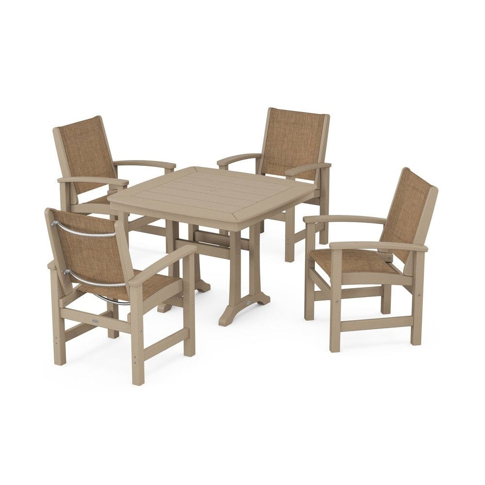 POLYWOOD® - Coastal 5-Piece Dining Set with Trestle Legs - PWS966 Outdoor Furniture POLYWOOD®