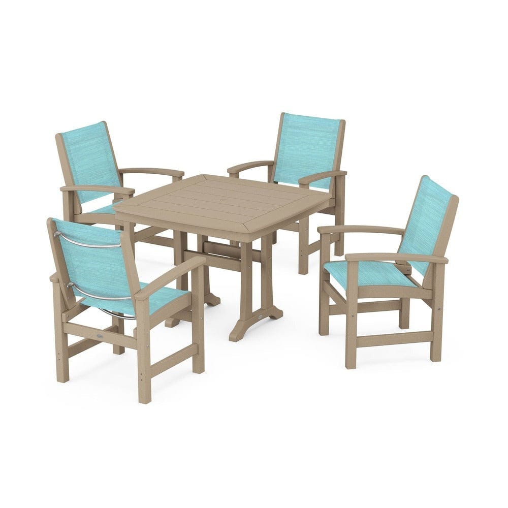 POLYWOOD® - Coastal 5-Piece Dining Set with Trestle Legs - PWS966