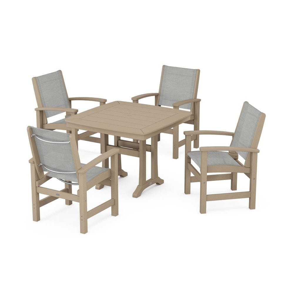 POLYWOOD® - Coastal 5-Piece Dining Set with Trestle Legs - PWS966 Outdoor Furniture POLYWOOD®