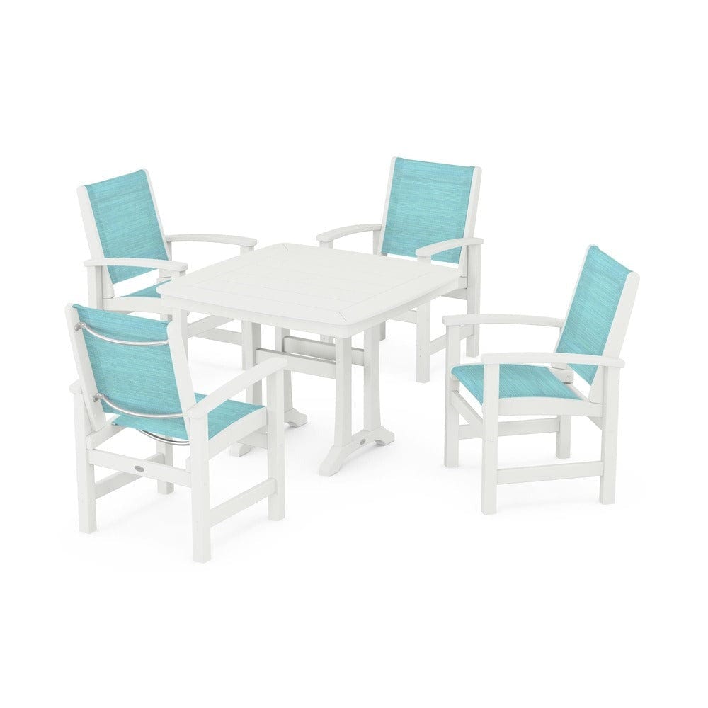 POLYWOOD® - Coastal 5-Piece Dining Set with Trestle Legs - PWS966