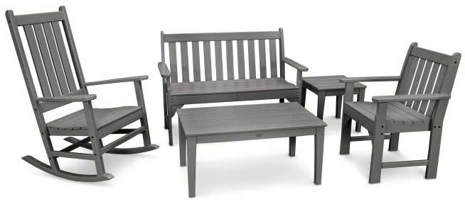 POLYWOOD® Vineyard 5-Piece Bench & Rocking Chair Set - PWS357-1 Patio Set POLYWOOD®