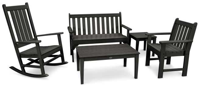 POLYWOOD® Vineyard 5-Piece Bench & Rocking Chair Set - PWS357-1 Patio Set POLYWOOD®