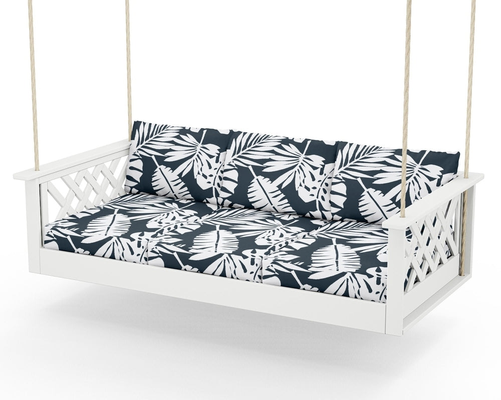 Wovendale Daybed Swing - White / Leaf Marine Indigo