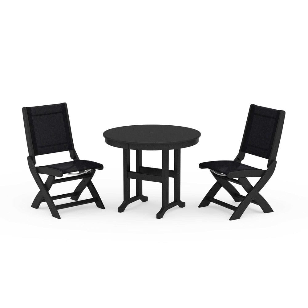 POLYWOOD® - Coastal Folding Side Chair 3-Piece Round Dining Set - PWS1329