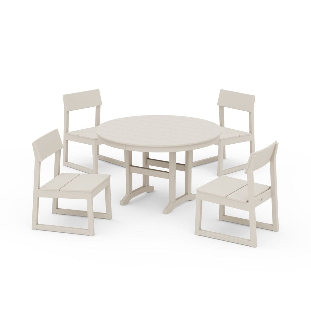 POLYWOOD® - EDGE Side Chair 5-Piece Round Farmhouse Dining Set - PWS1360 Outdoor Furniture POLYWOOD®