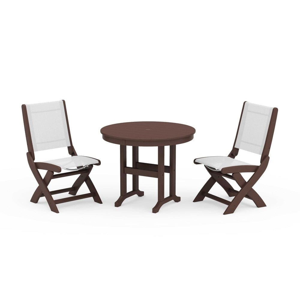 POLYWOOD® - Coastal Folding Side Chair 3-Piece Round Dining Set - PWS1329