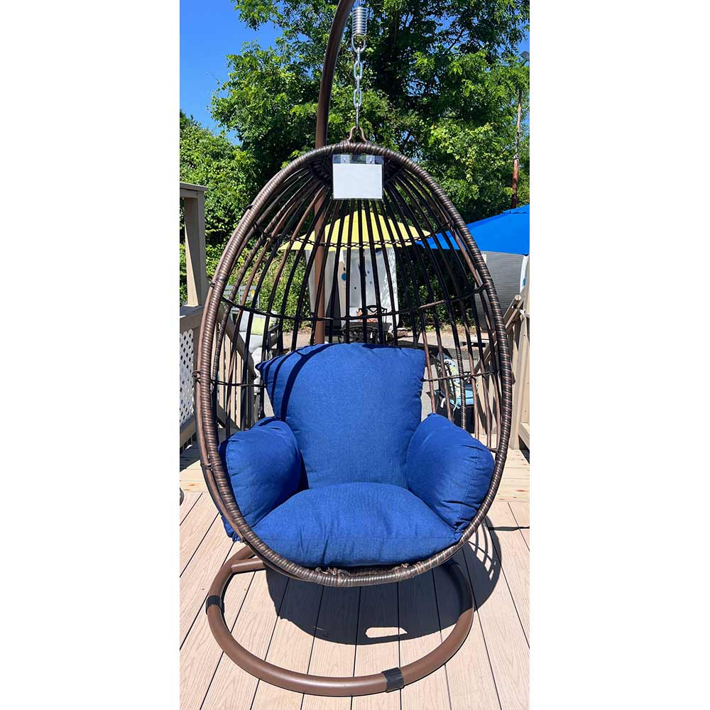 Atlas - Florence Egg Swing Chair With Stand & Navy Cushion Egg Chair Atlas Patio Furniture