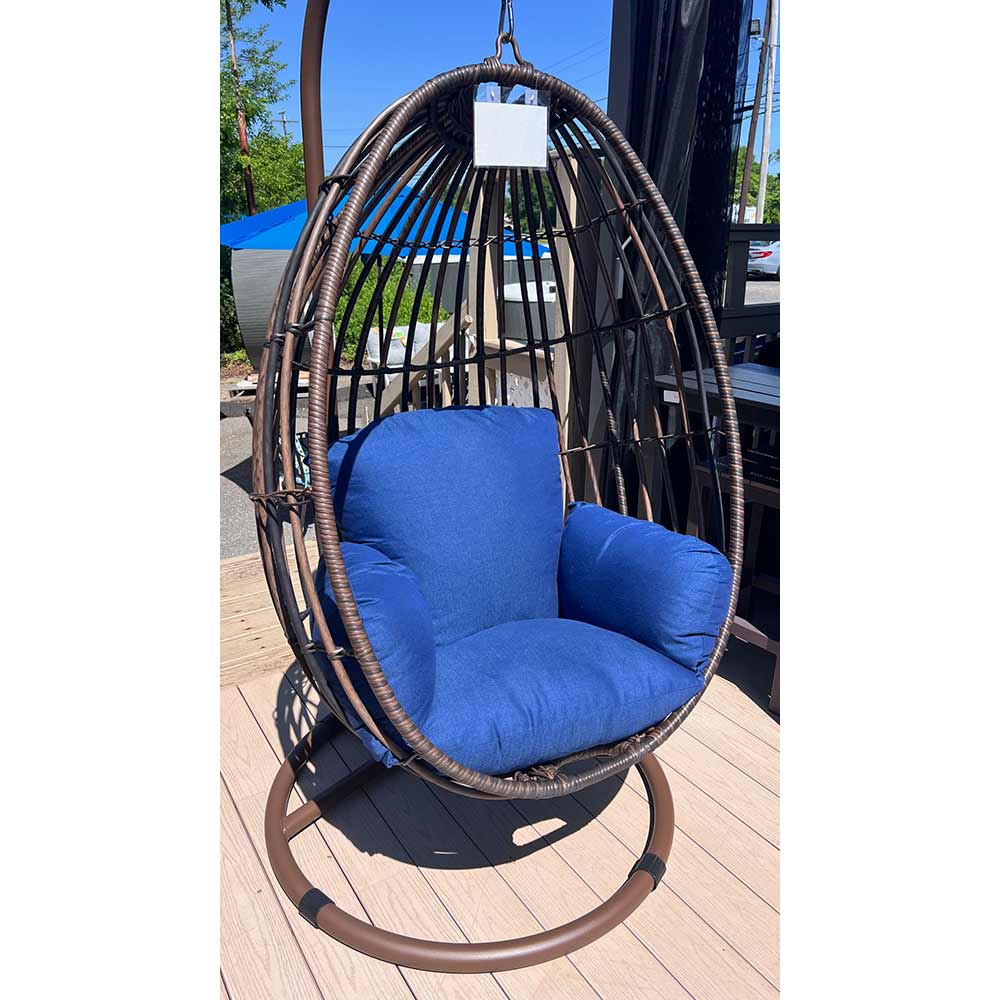 Atlas - Florence Egg Swing Chair With Stand & Navy Cushion Egg Chair Atlas Patio Furniture