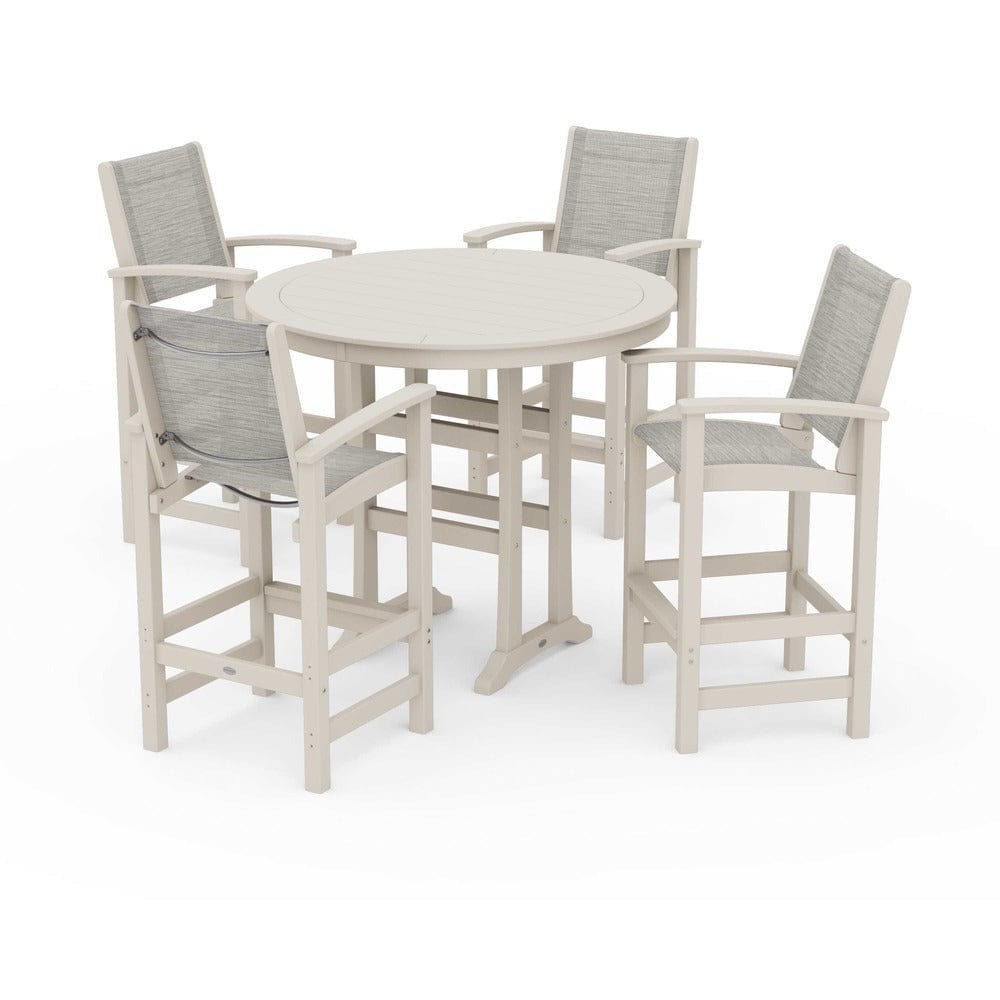 POLYWOOD® - Coastal 5-Piece Nautical Trestle Bar Set - PWS304