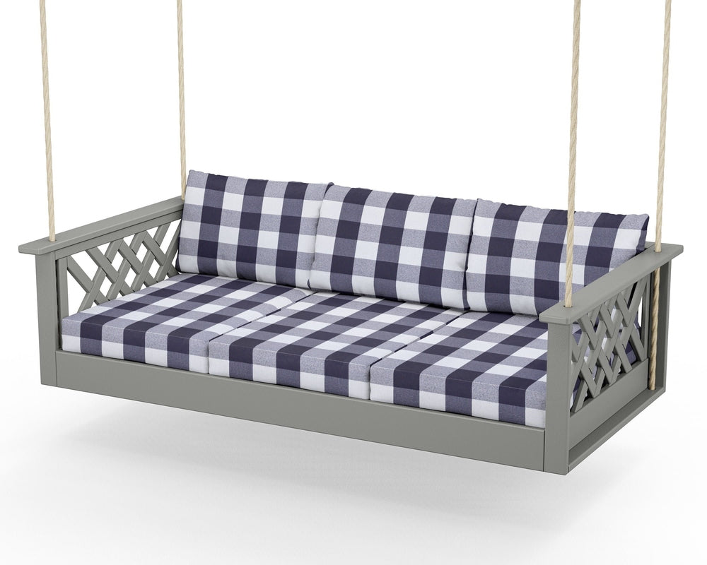 Wovendale Daybed Swing - Slate Grey / Buffalo Plaid Navy
