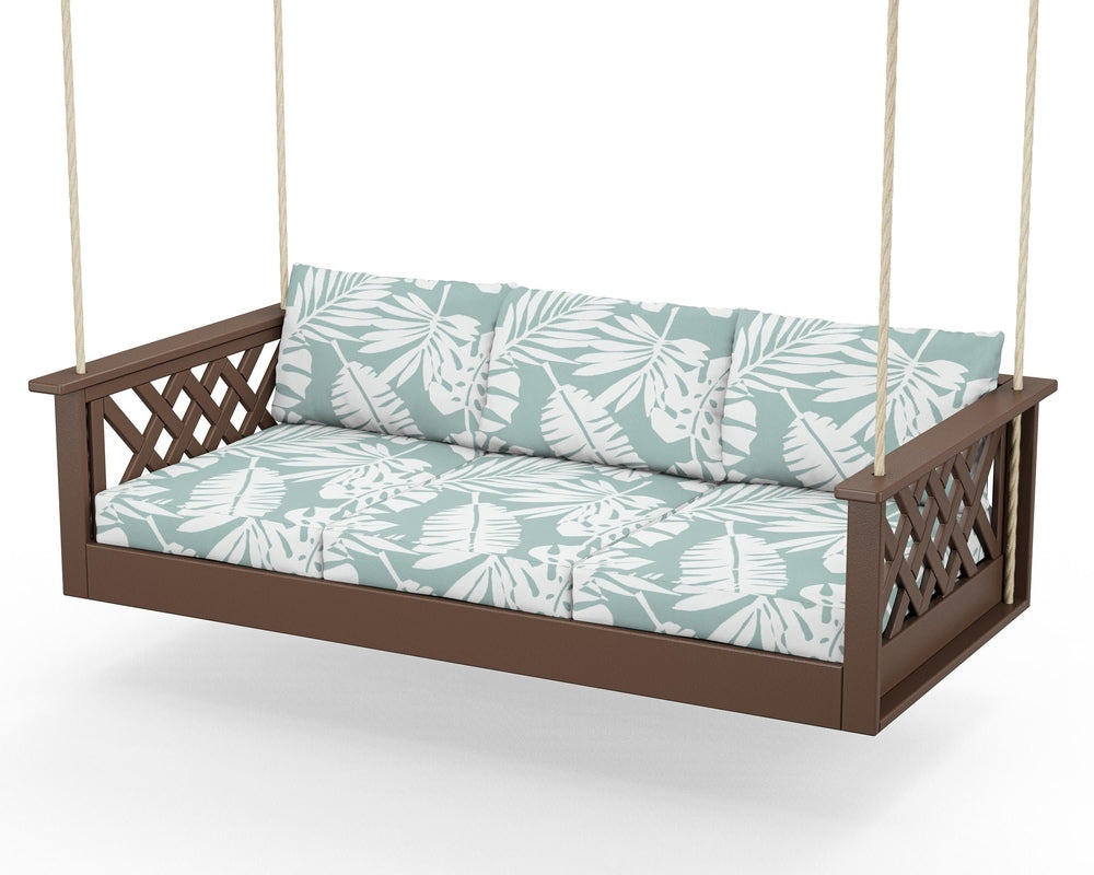 Wovendale Daybed Swing - Mahogany / Leaf Glacier Spa