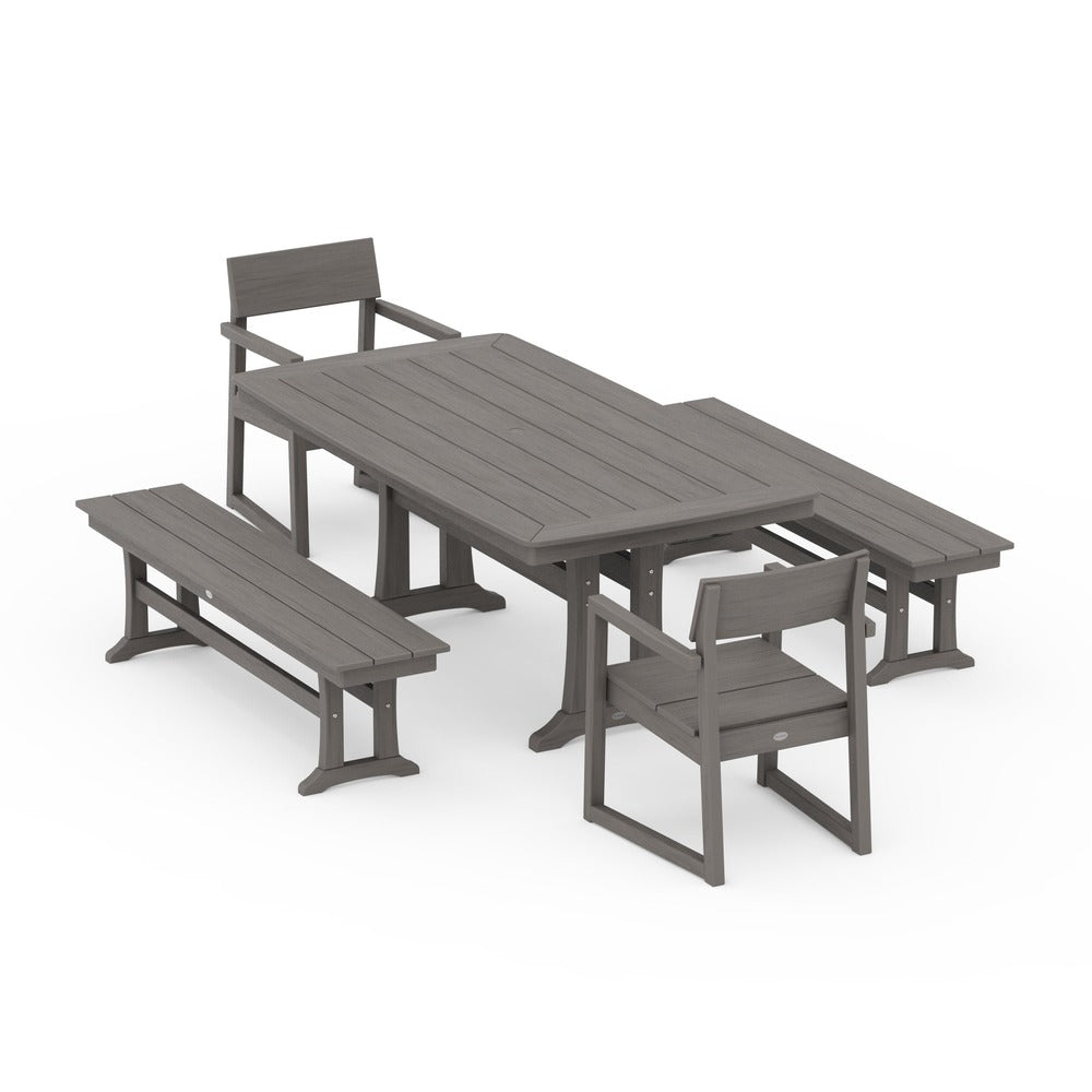 POLYWOOD® - EDGE 5-Piece Dining Set with Trestle Legs - PWS1038 Outdoor Furniture POLYWOOD®