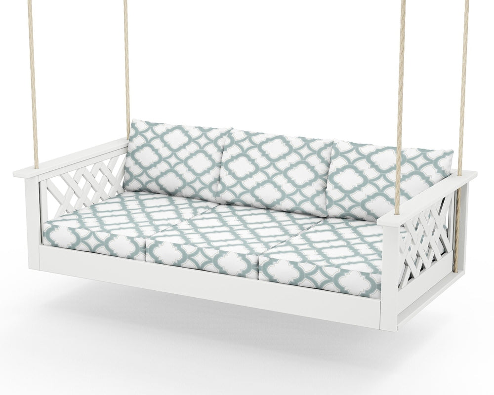 Wovendale Daybed Swing - White / Trellis Glacier Spa