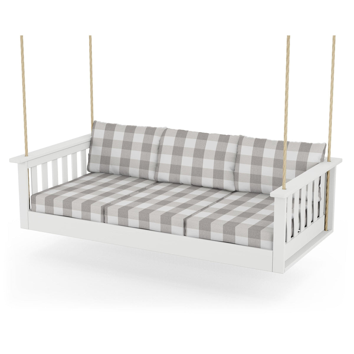 Vineyard Daybed Swing - White / Buffalo Plaid Grey Mist