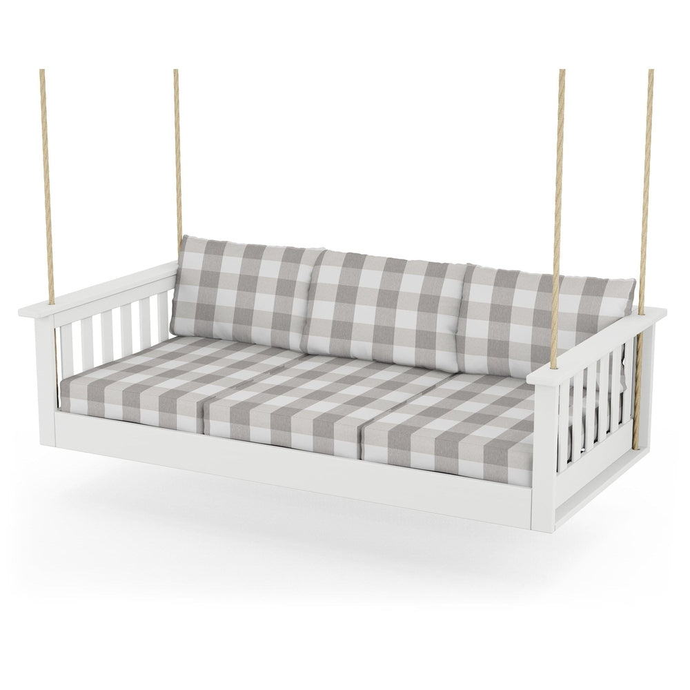 Vineyard Daybed Swing - White / Buffalo Plaid Grey Mist