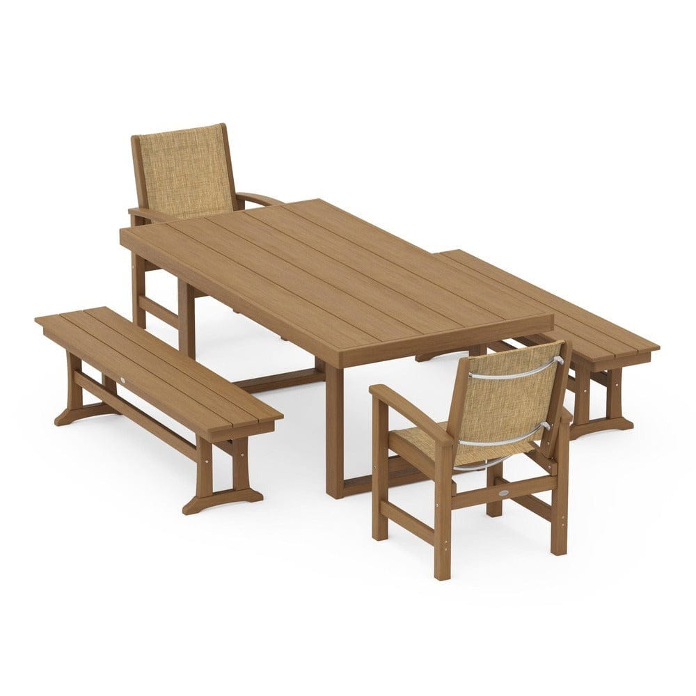 POLYWOOD® - Coastal 5-Piece Dining Set with Trestle Legs - PWS870