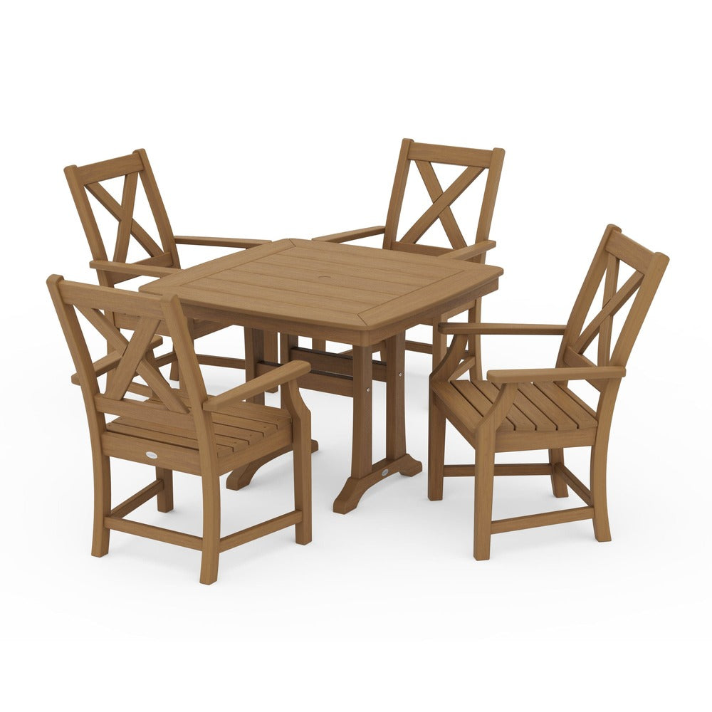 POLYWOOD® Braxton 5-Piece Dining Set with Trestle Legs - Natural PWS960-1-NTL
