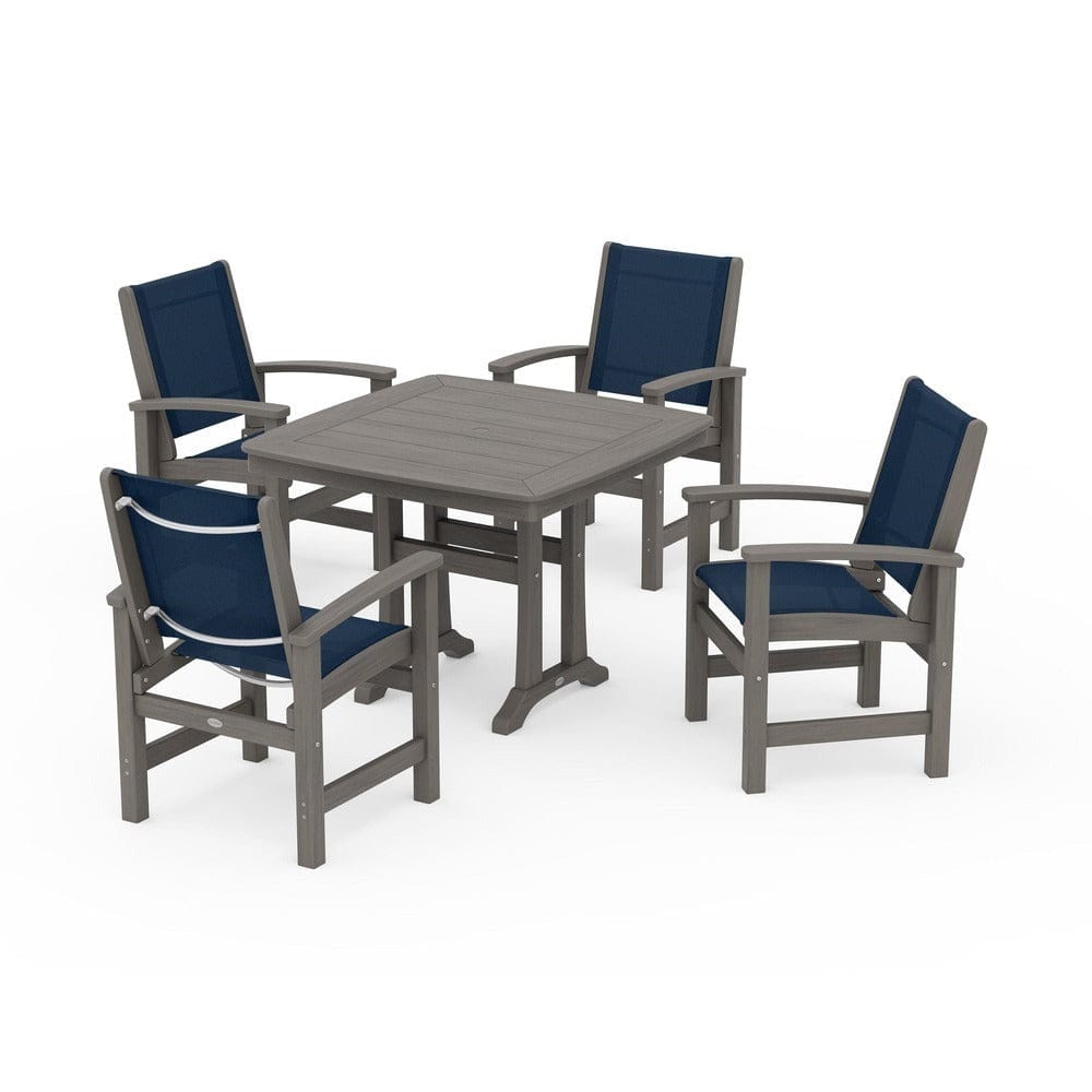 POLYWOOD® - Coastal 5-Piece Dining Set with Trestle Legs - PWS966