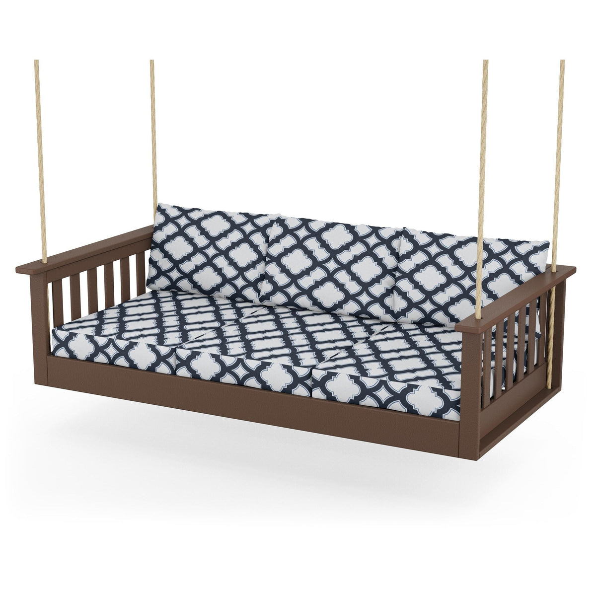 Vineyard Daybed Swing - Mahogany / Trellis Marine Indigo