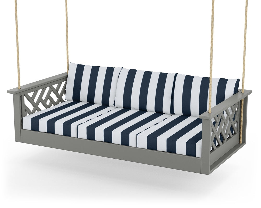 Chippendale Daybed Swing - Slate Grey / Cabana Stripe Marine Indigo