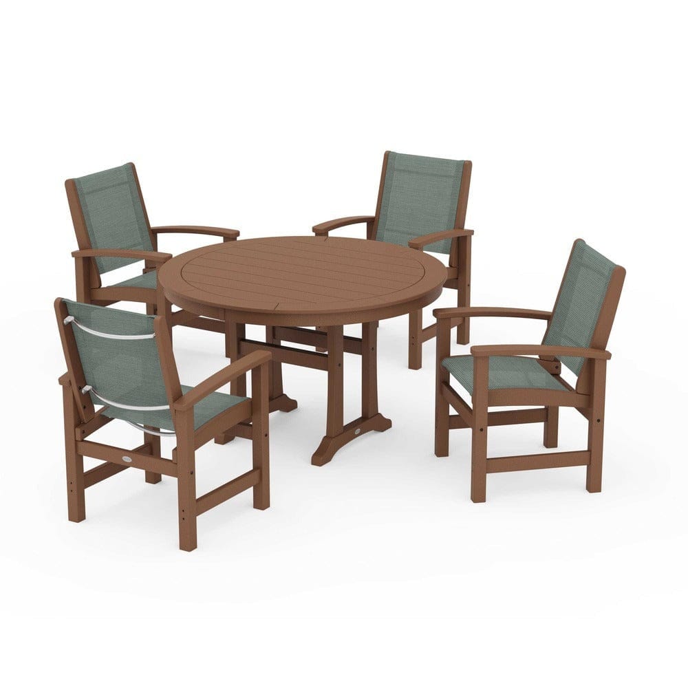 POLYWOOD® - Coastal 5-Piece Round Dining Set with Trestle Legs - PWS1119