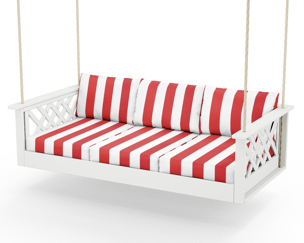Wovendale Daybed Swing - White / Cabana Stripe Crimson