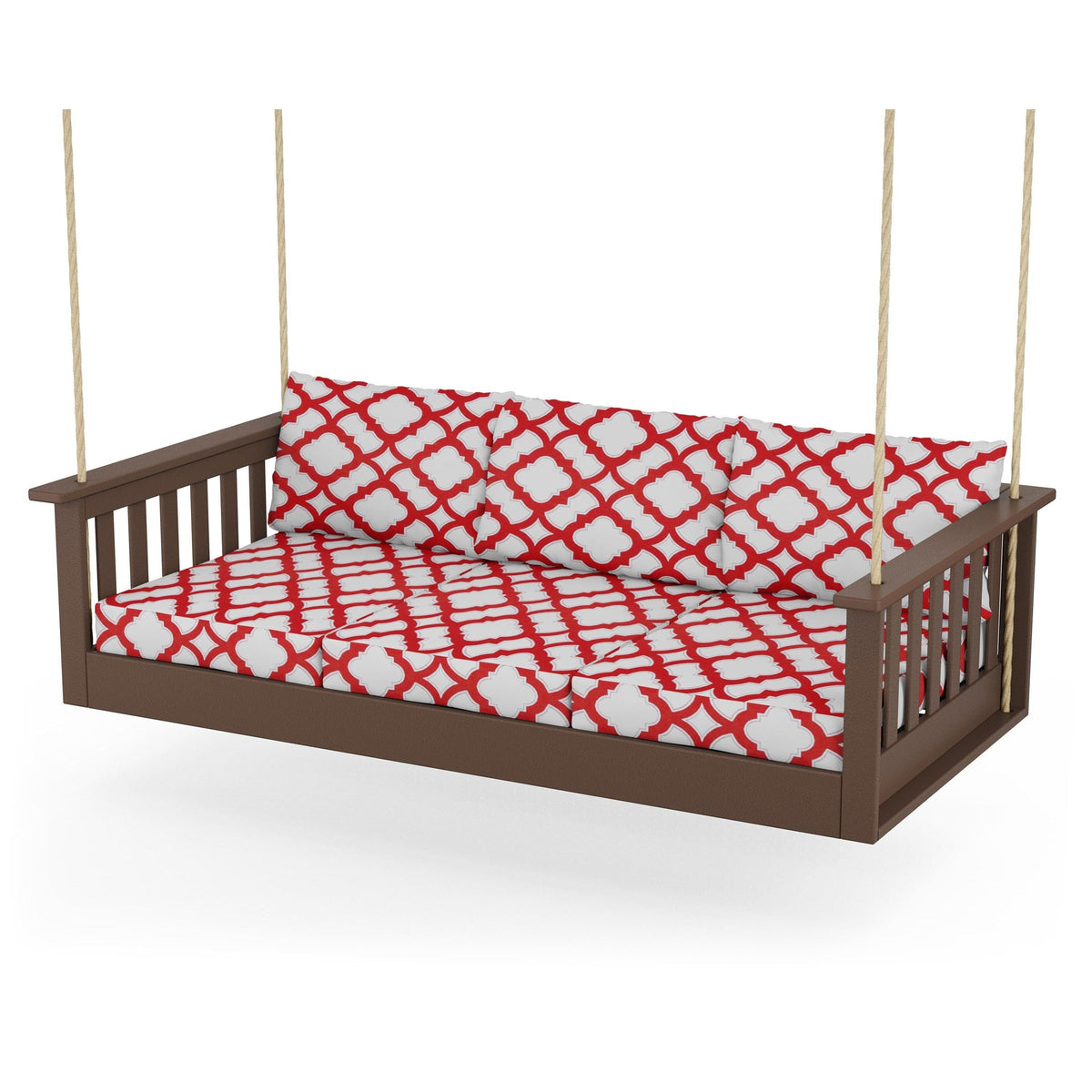 Vineyard Daybed Swing - Mahogany / Trellis Crimson