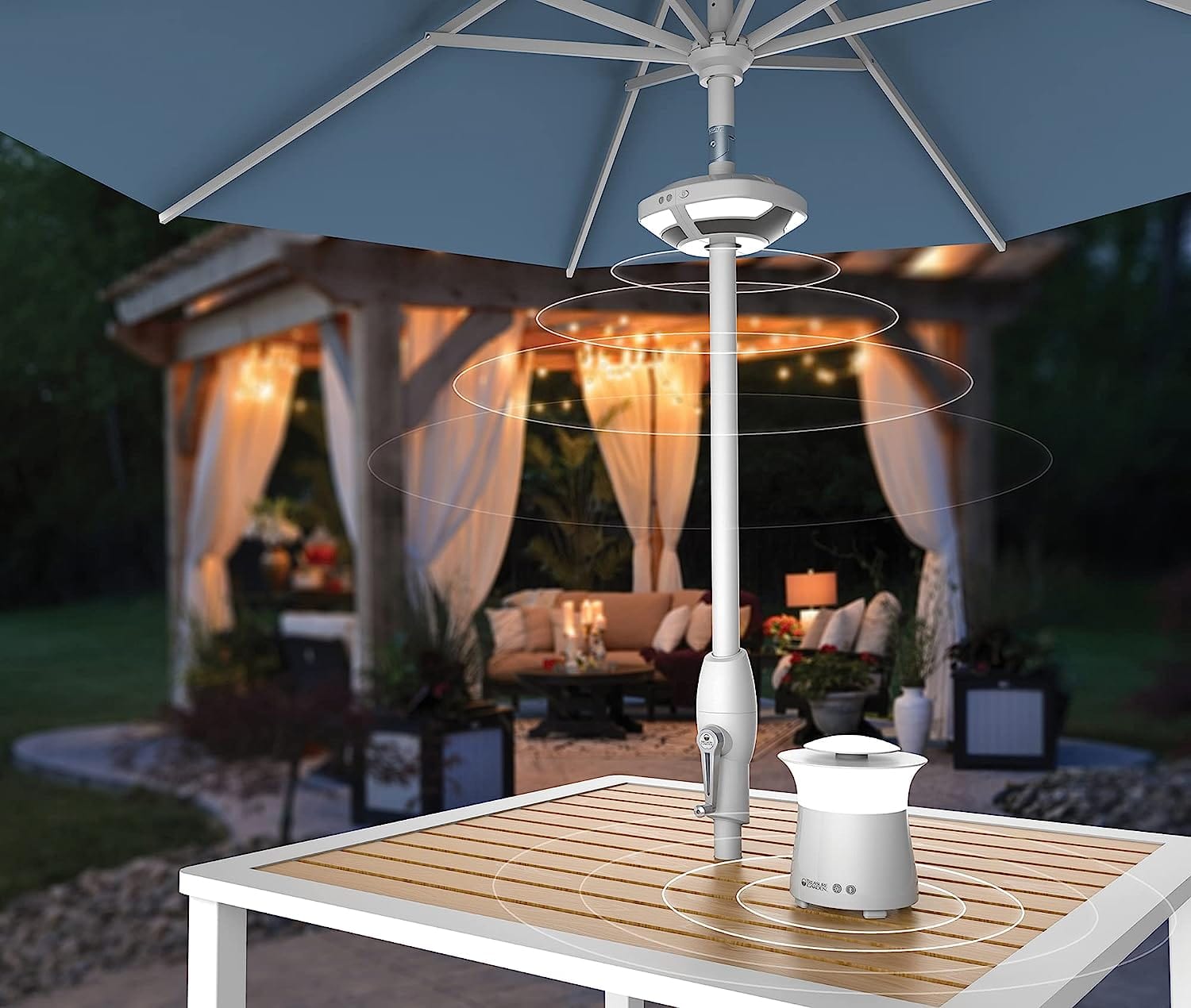 Treasure Garden Evo Cordless Umbrella Dual Light w/ Built-in Bluetooth Speaker System Accessories Treasure Garden