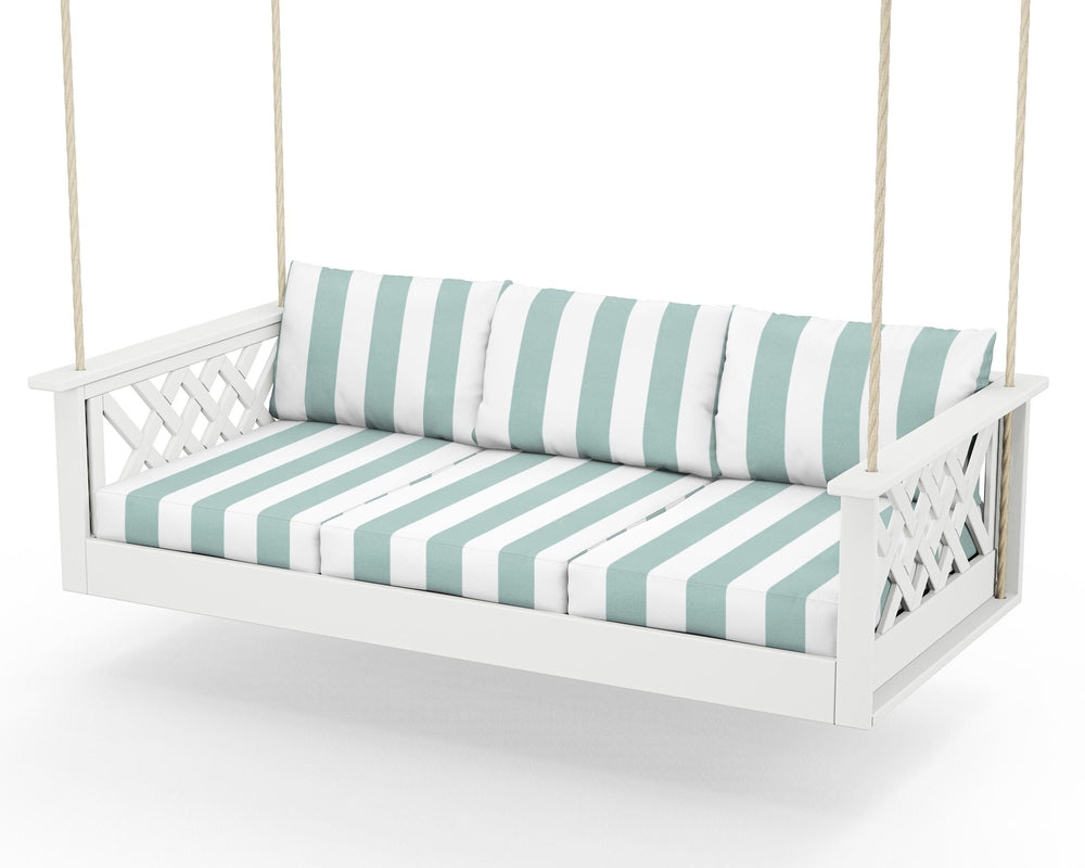 Wovendale Daybed Swing - White / Cabana Stripe Glacier Spa