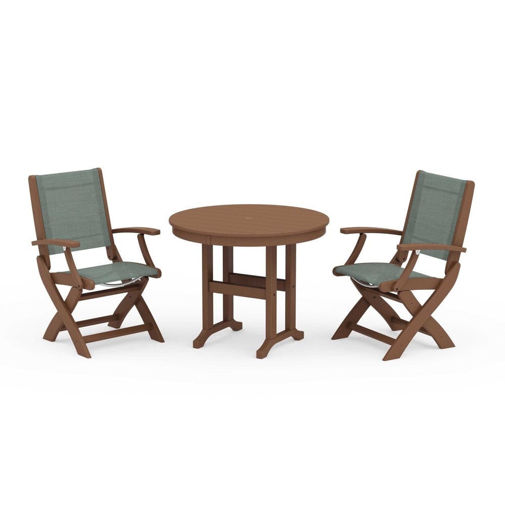 POLYWOOD® - Coastal Folding Chair 3-Piece Round Dining Set - PWS1328