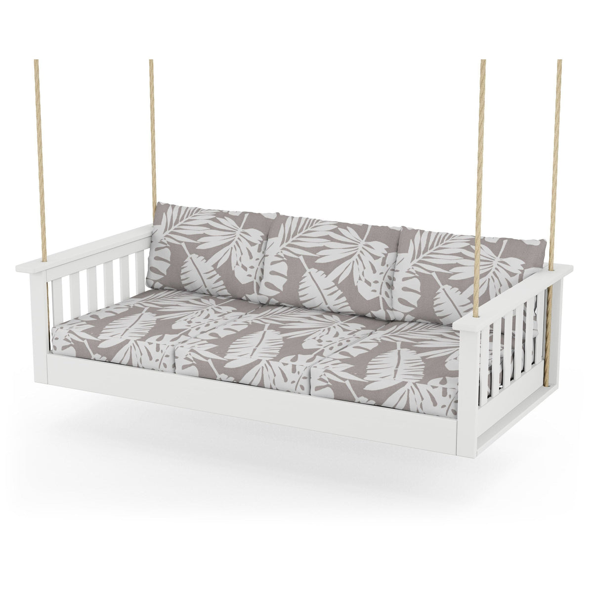 Vineyard Daybed Swing - White / Leaf Grey Mist