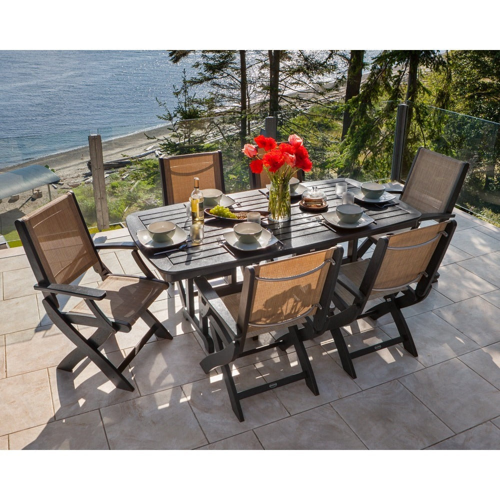 POLYWOOD® - Coastal Folding Arm Chair 7-Piece Dining Set - PWS154-1 Outdoor Furniture POLYWOOD®