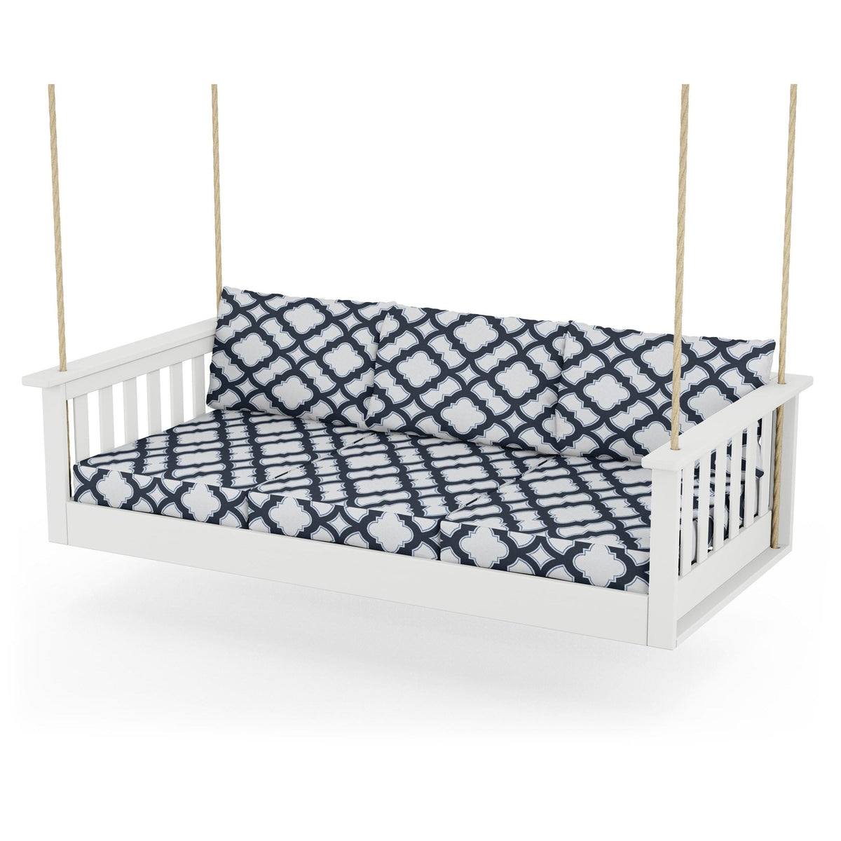 Vineyard Daybed Swing - White / Trellis Marine Indigo