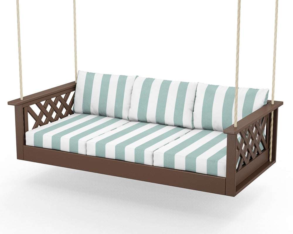Wovendale Daybed Swing - Mahogany / Cabana Stripe Glacier Spa