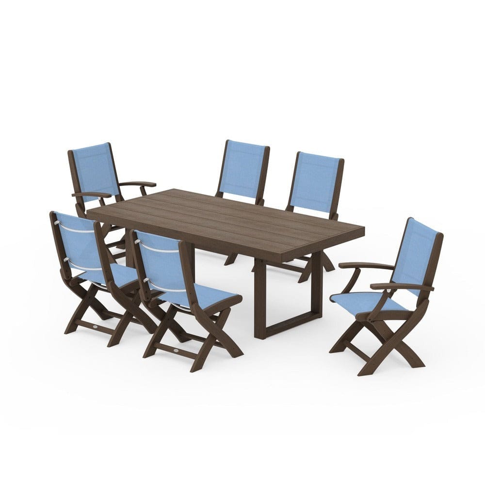 POLYWOOD® - Coastal Folding Chair 7-Piece Dining Set with Trestle Legs - PWS871