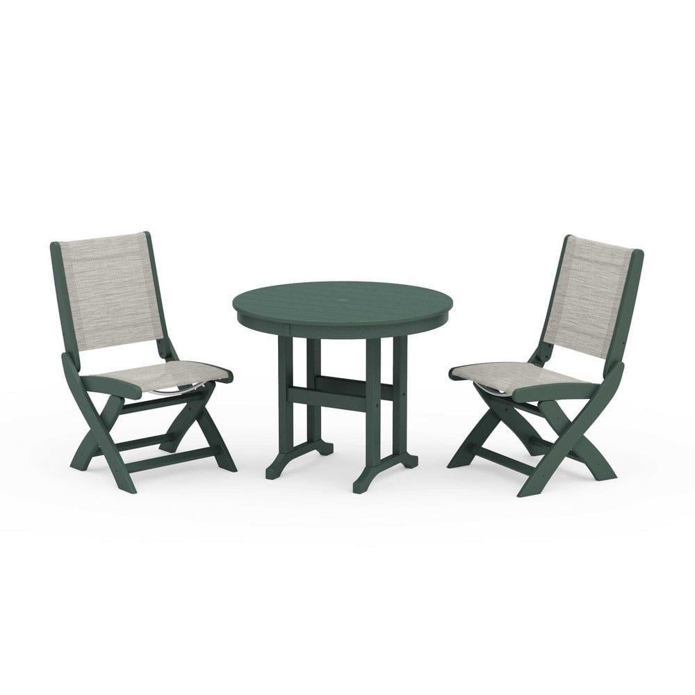 POLYWOOD® - Coastal Folding Side Chair 3-Piece Round Dining Set - PWS1329
