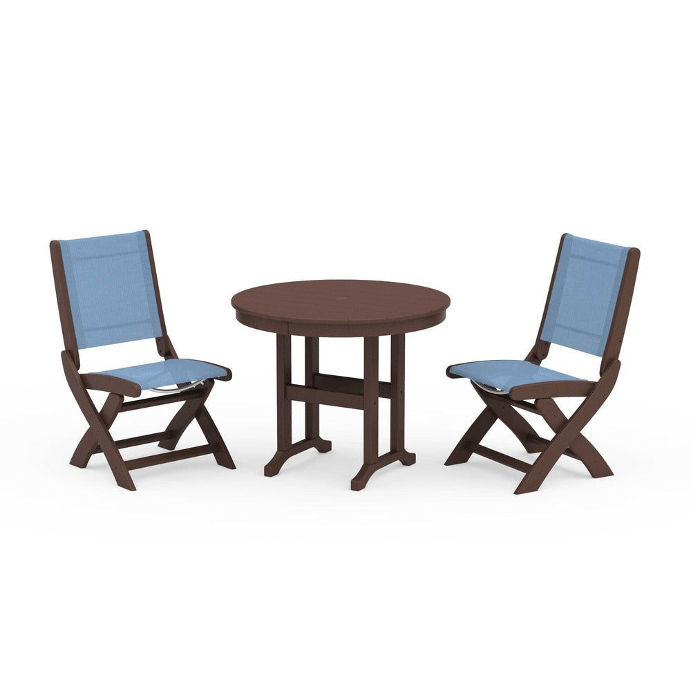 POLYWOOD® - Coastal Folding Side Chair 3-Piece Round Dining Set - PWS1329