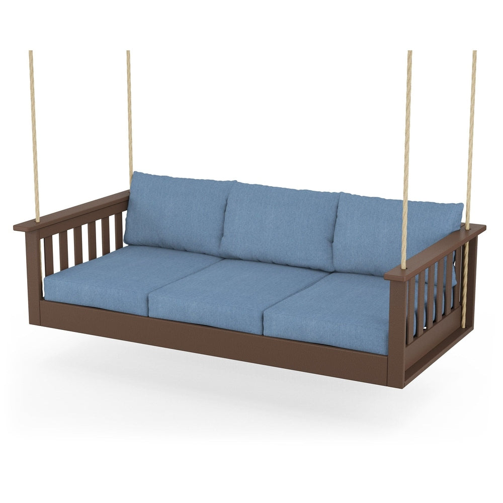 Vineyard Daybed Swing - Mahogany / Sky Blue