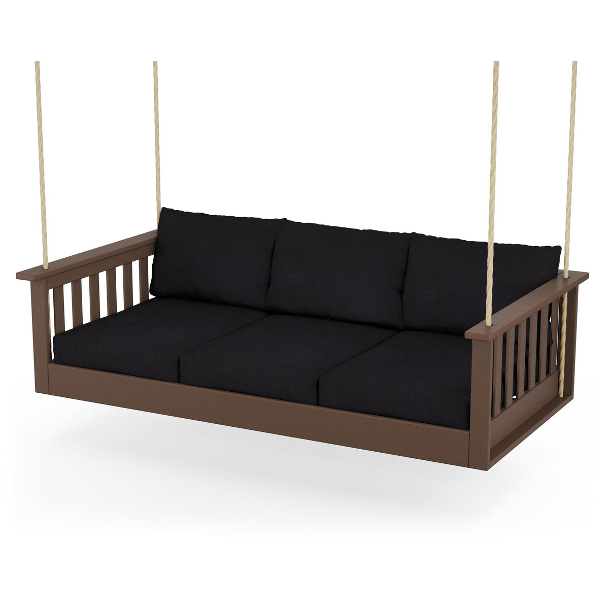 Vineyard Daybed Swing - Mahogany / Midnight Linen