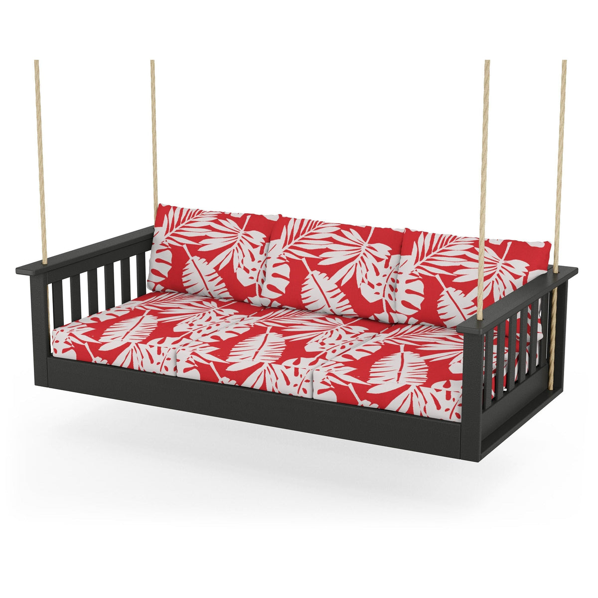 Vineyard Daybed Swing - Black / Leaf Crimson