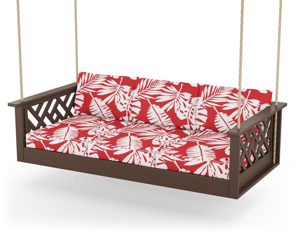 Chippendale Daybed Swing - Mahogany / Leaf Crimson