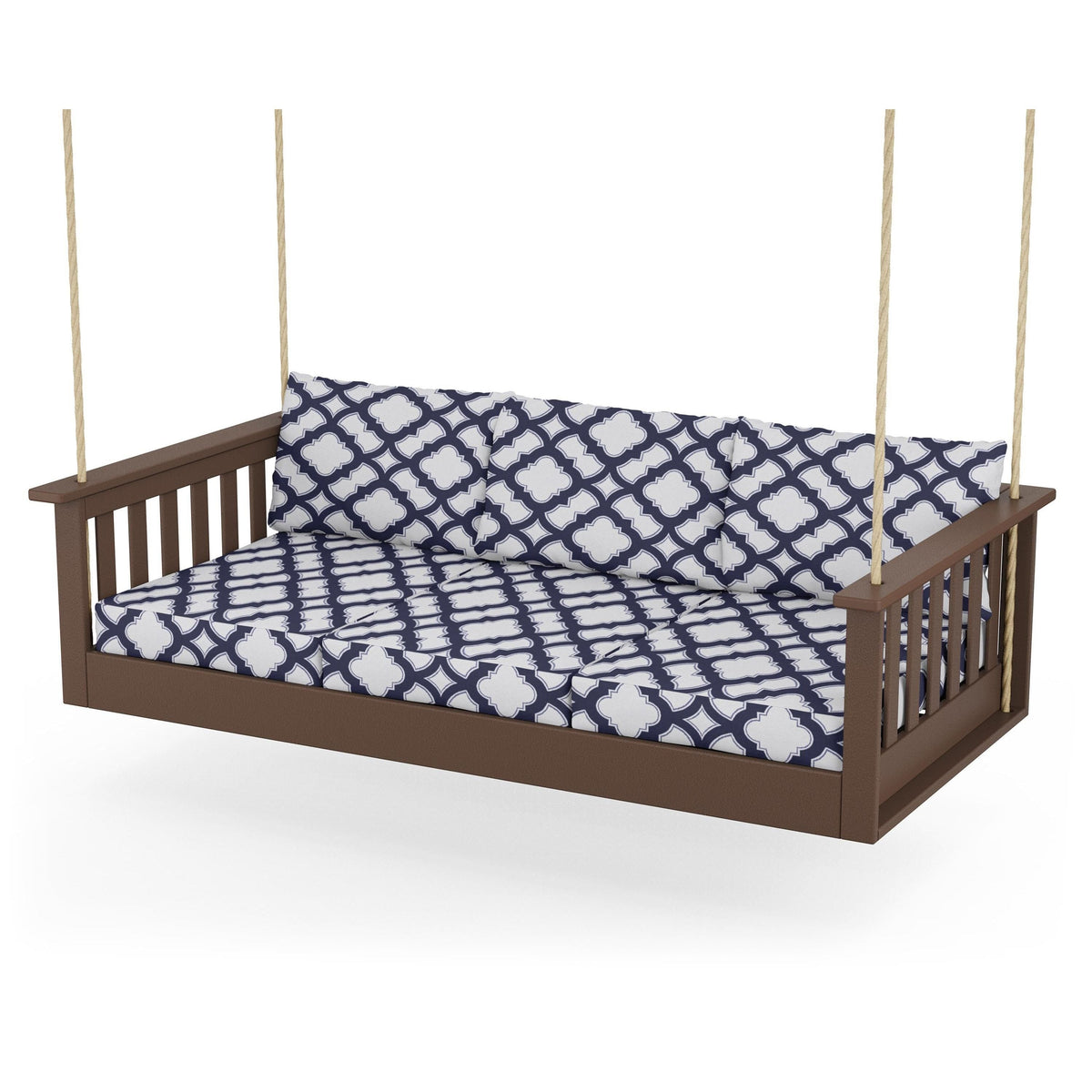 Vineyard Daybed Swing - Mahogany / Trellis Navy