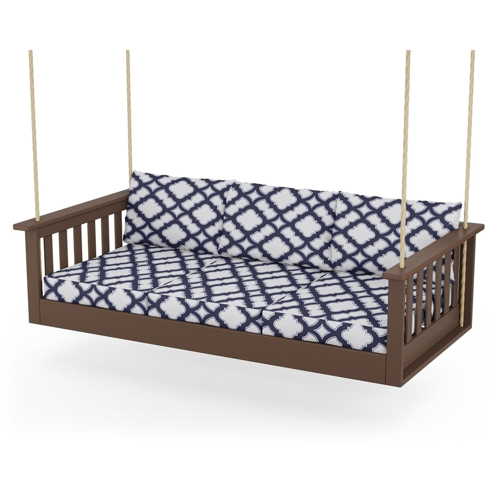Vineyard Daybed Swing - Mahogany / Trellis Navy